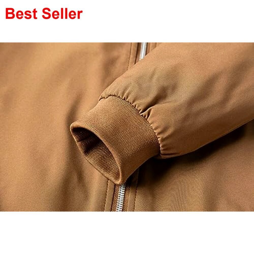 Lightweight Bomber Jacket Windbreaker Polyester Fabric Full Zip - Picture 5 of 6